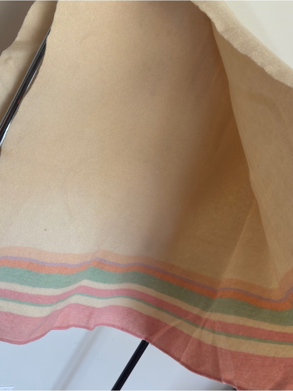 Vintage Wool Blanket Cream Pastel Stripe 64x60 - Picture 4 of 7